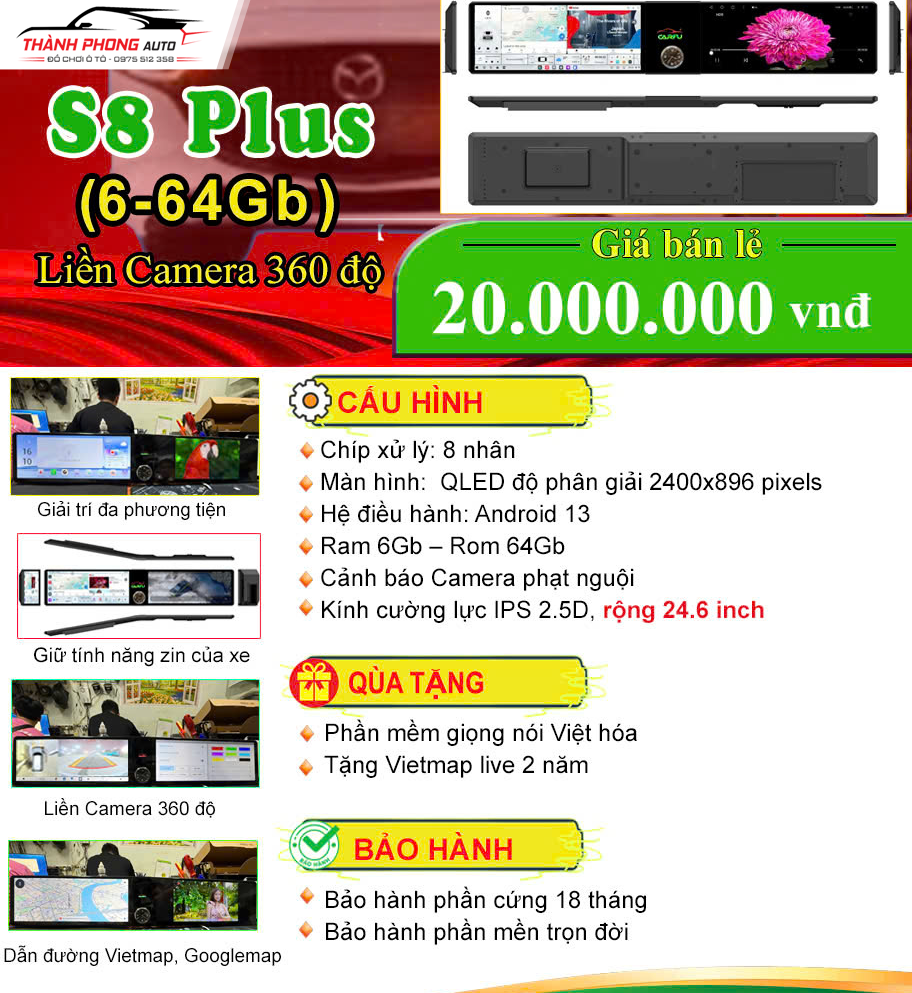 Giá màn hình S8 Plus Carfu