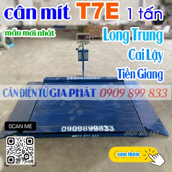 Cân điện tử cân mít ở Long Trung Cai Lậy Tiền Giang - cân mít điện tử T7E 1 tấn có dốc