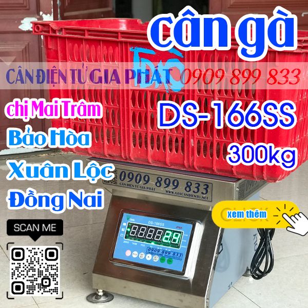 Cân điện tử ở Bảo Hòa Xuân Lộc Đồng Nai - cân điện tử cân gà vịt DS-166SS 300kg