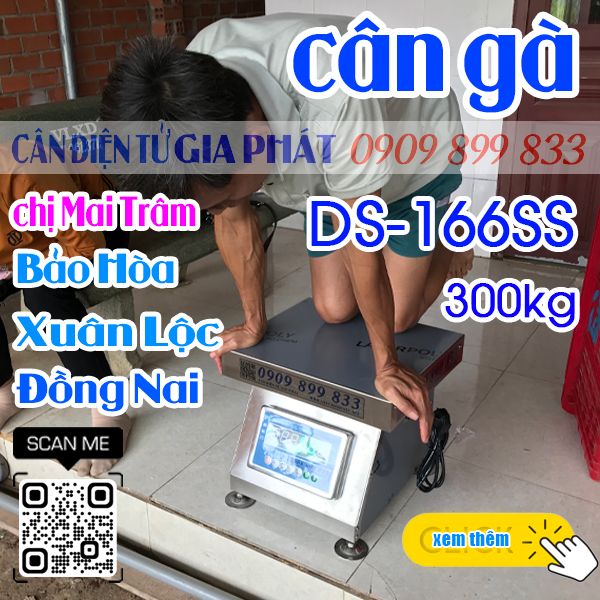 Cân điện tử ở Bảo Hòa Xuân Lộc Đồng Nai - cân điện tử cân gà vịt DS-166SS 300kg