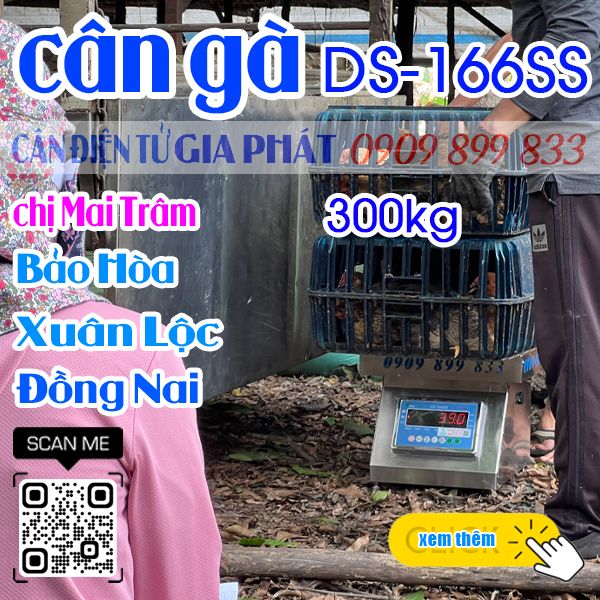 Cân điện tử ở Bảo Hòa Xuân Lộc Đồng Nai - cân điện tử cân gà vịt DS-166SS 300kg