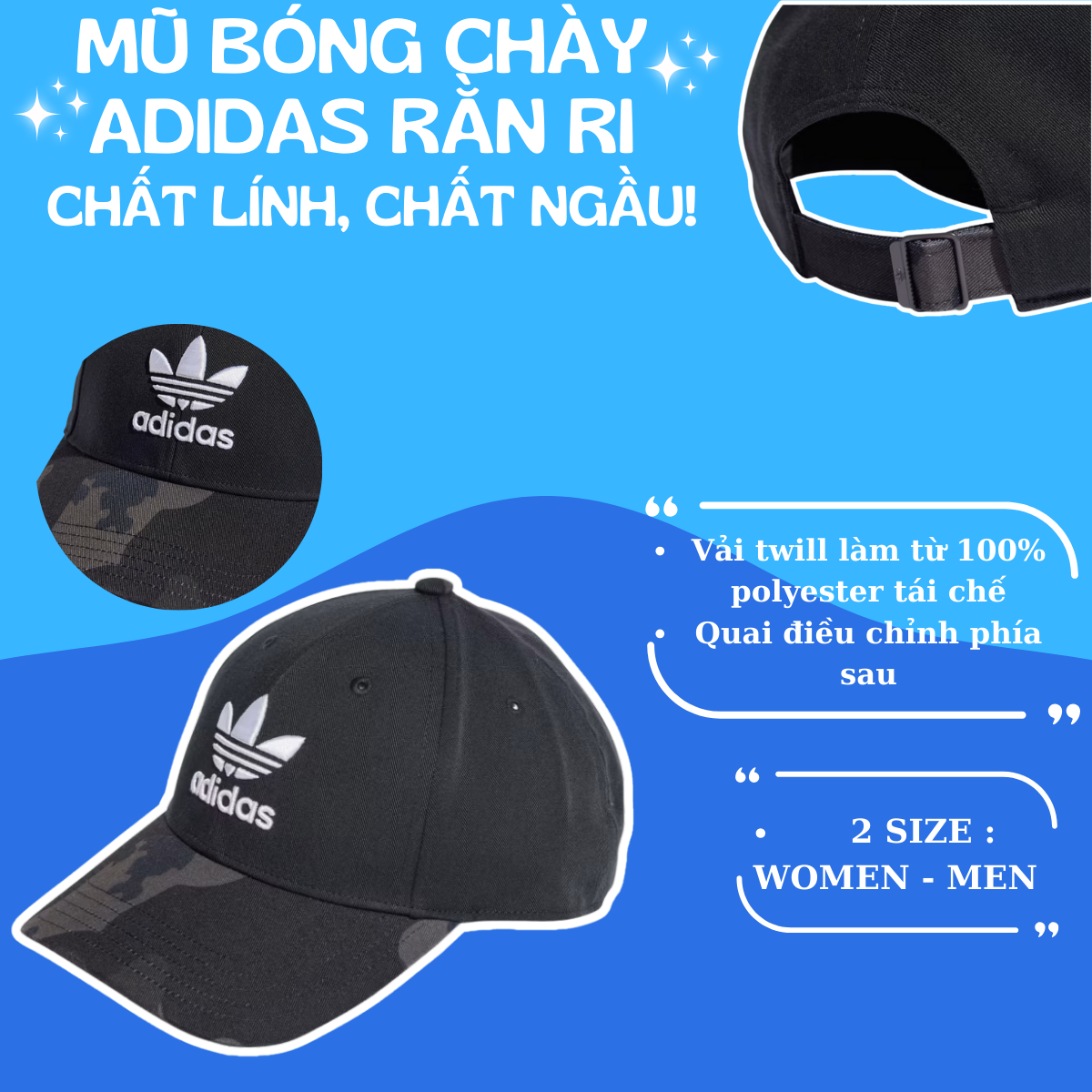 🏅 MŨ BÓNG CHÀY ADIDAS RẰN RI – PHONG CÁCH THỂ THAO VÀ CÁ TÍNH 🏅