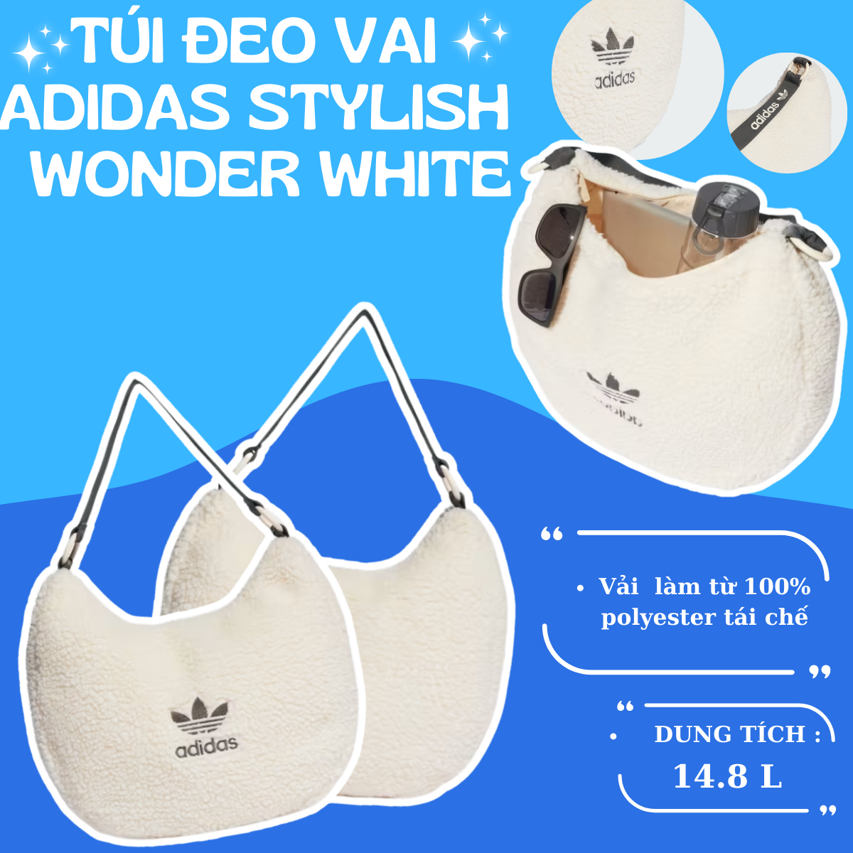 🎒 Adidas STYLISH - Wonder White: Không chỉ là túi, mà là tuyên ngôn phong cách!