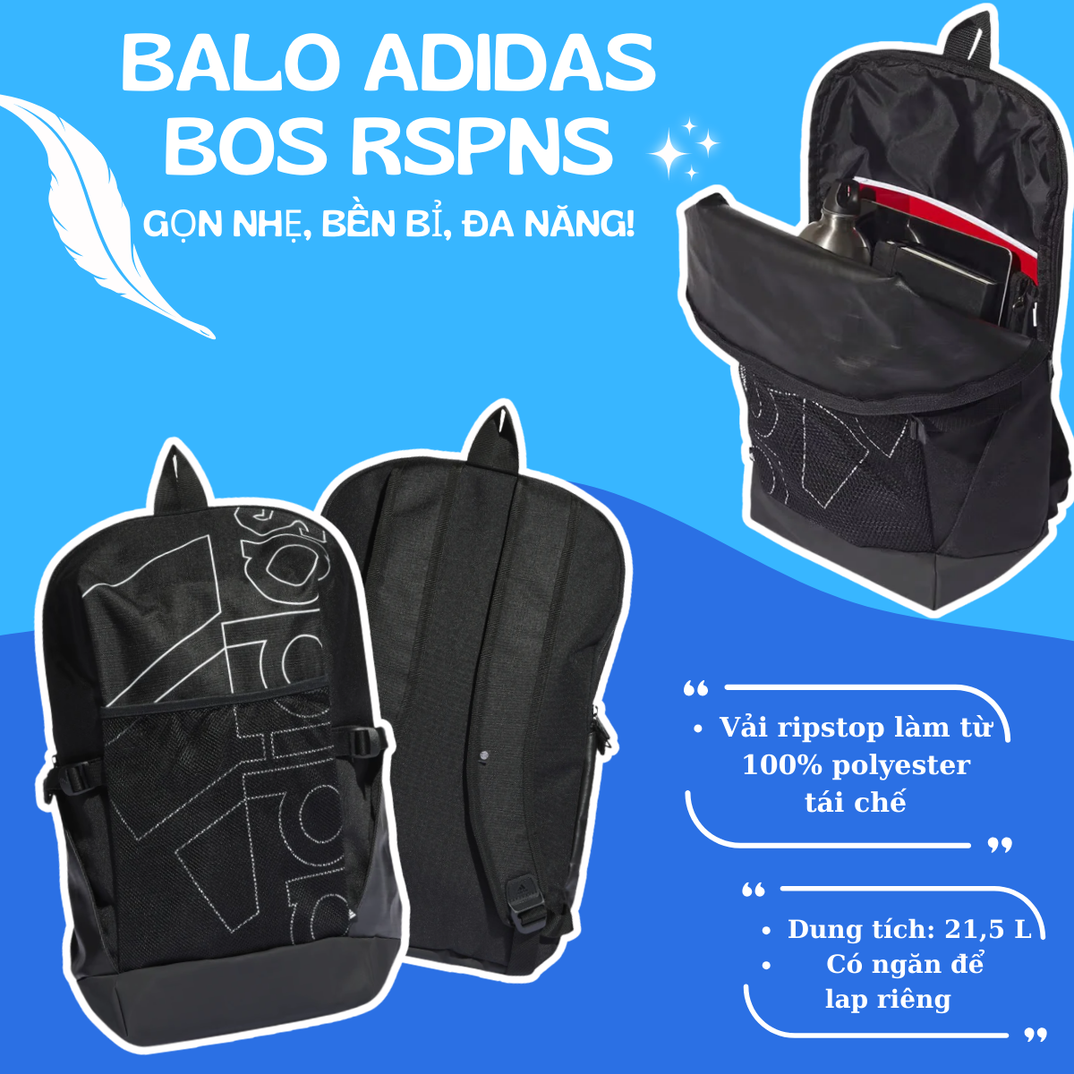 🎒 Balo Adidas BOS RSPNS – Chắc Chắn, Linh Hoạt, Luôn Sẵn Sàng!