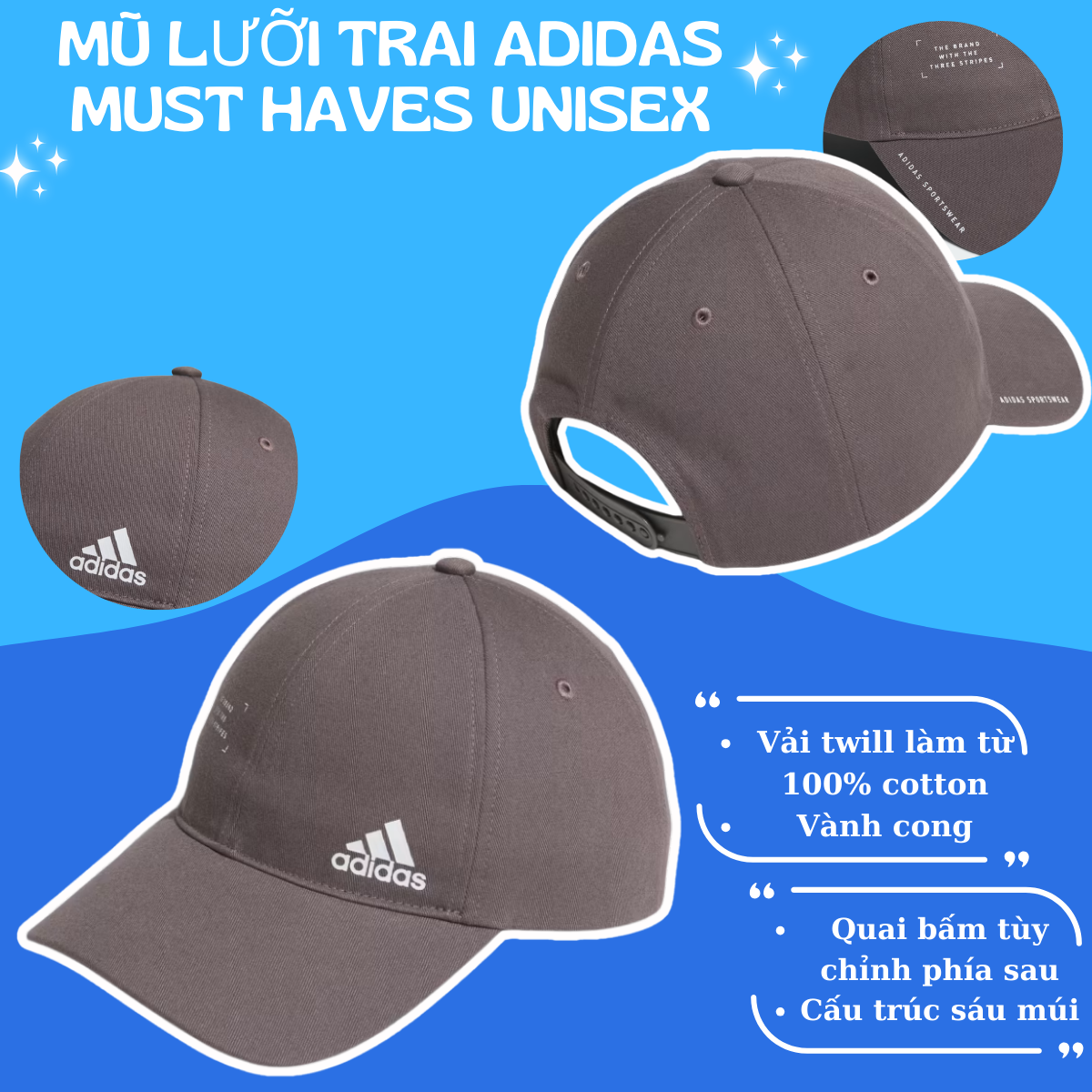 🧢 Mũ Lưỡi Trai Adidas Must Haves Unisex – Nâng Tầm Phong Cách, Định Hình Cá Tính