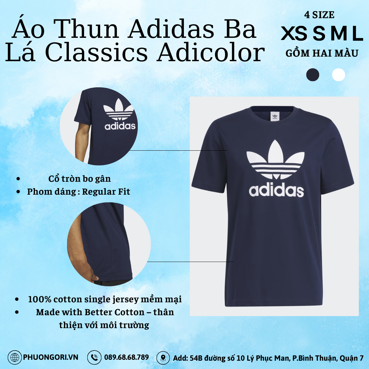 🌟 Áo Thun Adidas Ba Lá Classics Adicolor – Biểu Tượng Phong Cách Vượt Thời Gian 🌟