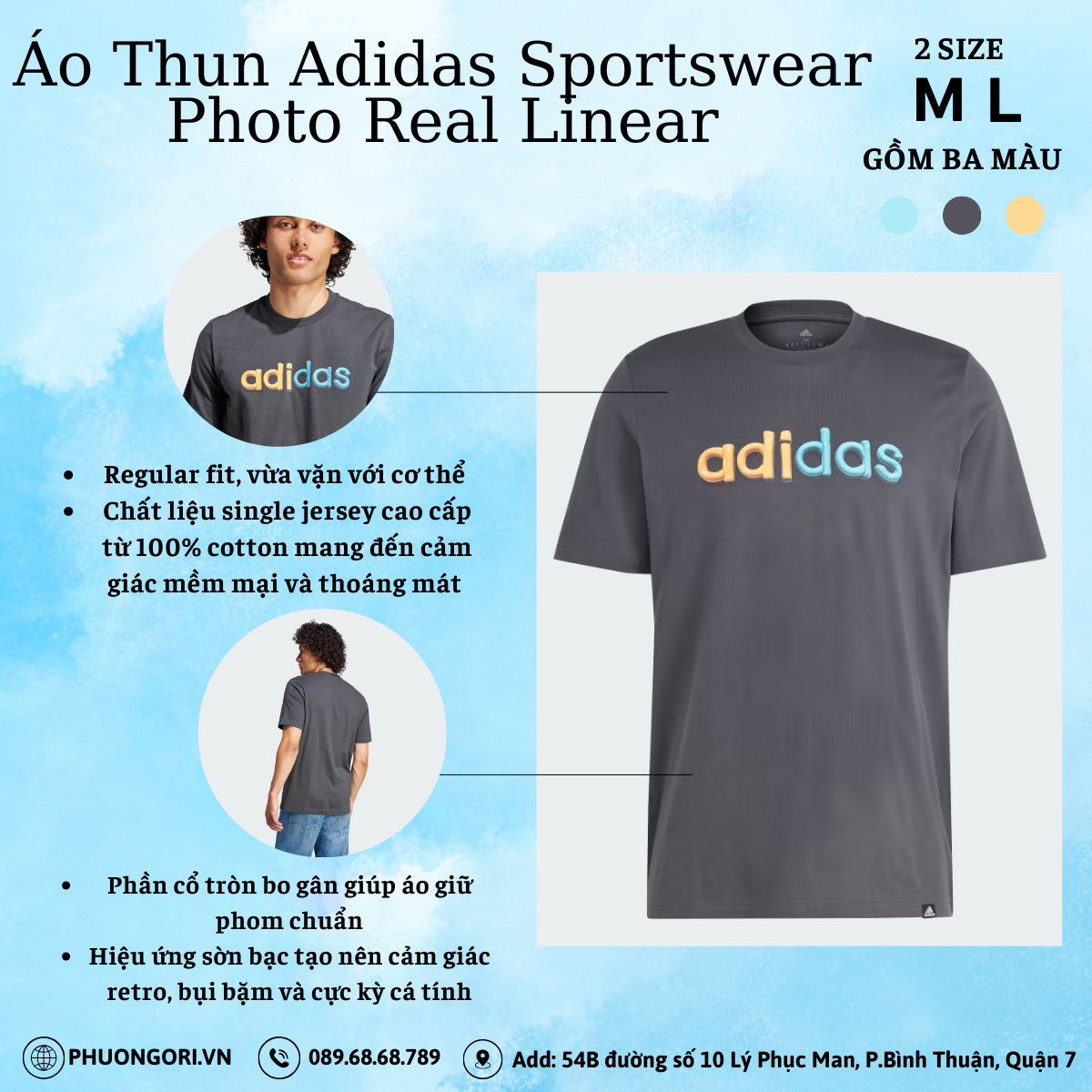🔥 Áo Thun Adidas Sportswear Photo Real Linear – Mặc là chill, phối là chất 🔥
