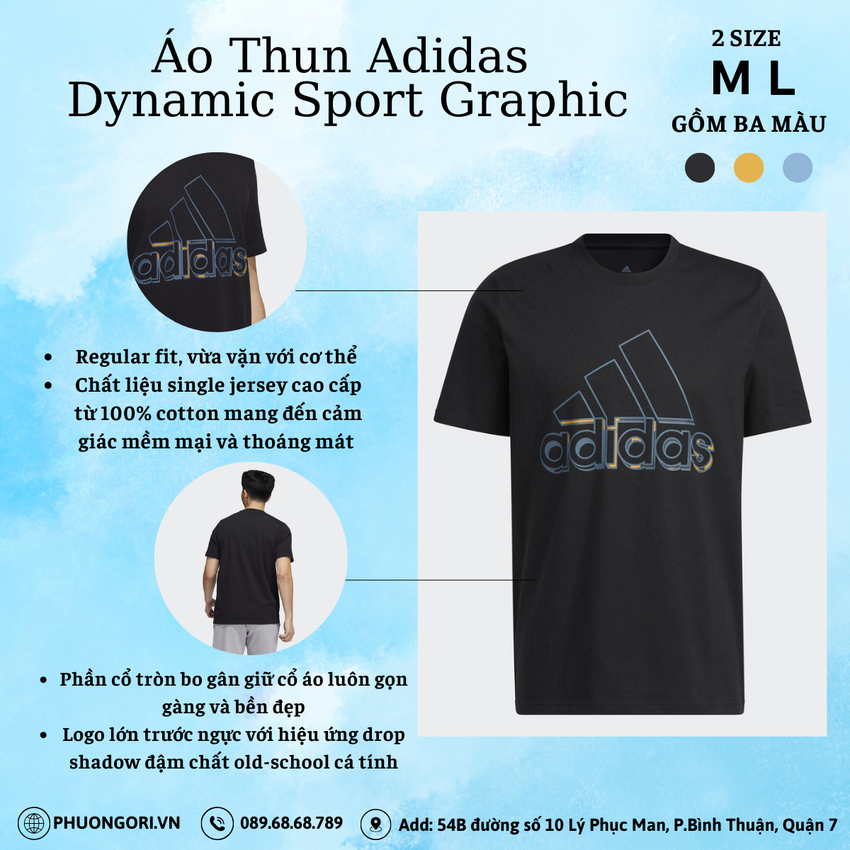 💪 Áo Thun Adidas Dynamic Sport Graphic – Retro chất lừ, năng lượng bùng nổ 💥