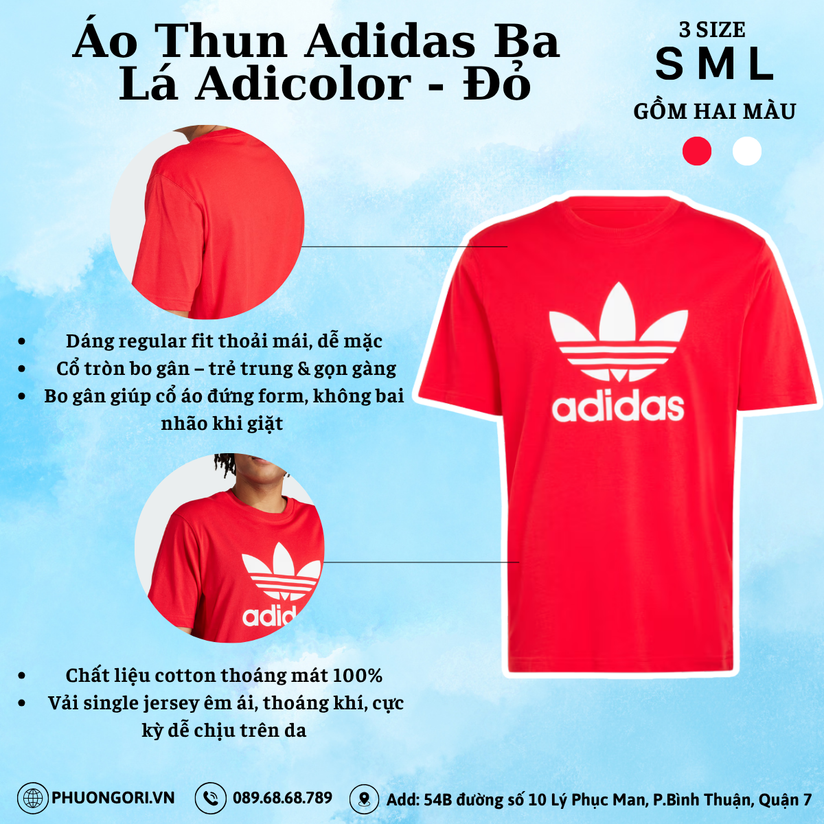 ❤️ Áo Thun Adidas Ba Lá Adicolor - Đỏ: Basic Mà Vẫn Nổi Bật Cực Cuốn