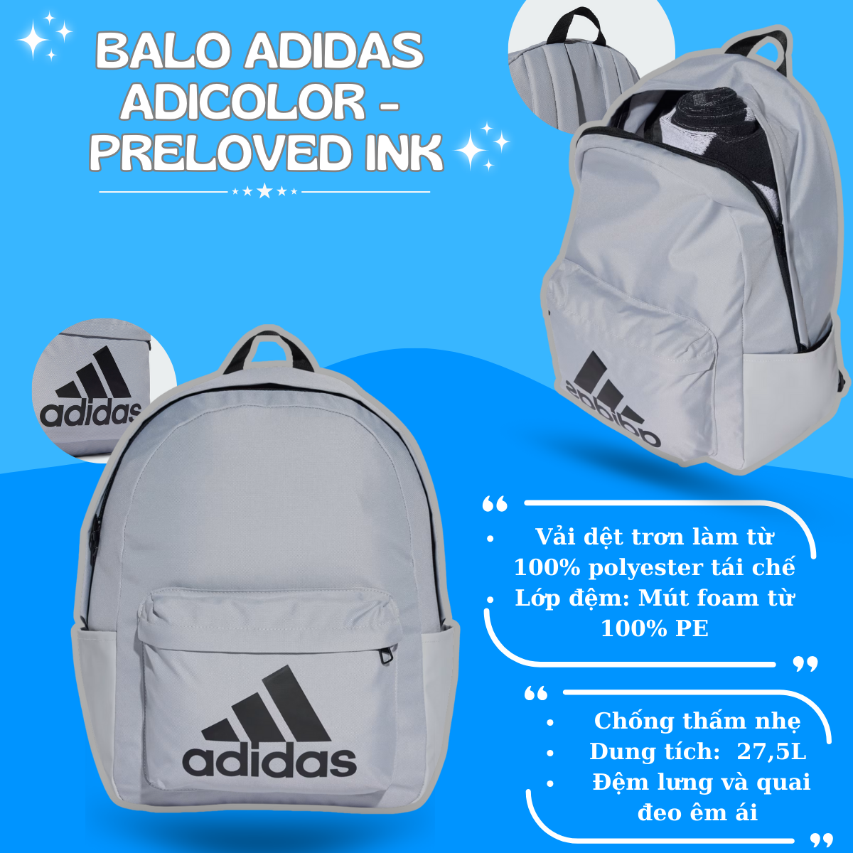 🎒BaLo Adidas Badge of Sport Classic – Phong Cách Thể Thao, Tiện Lợi Hàng Ngày