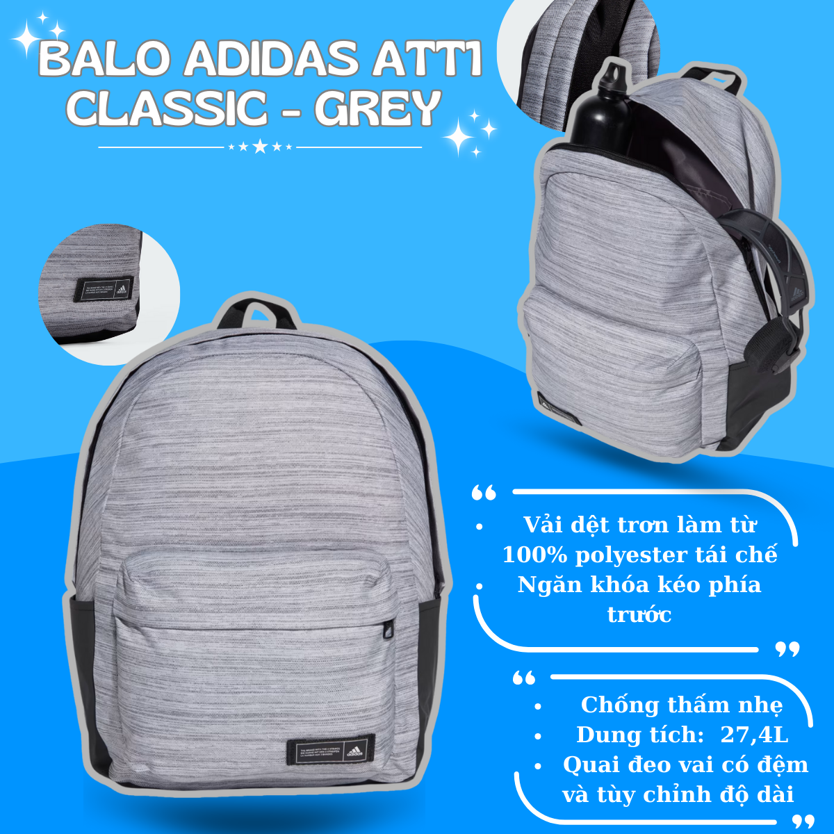 🎒 Balo Adidas ATT1 Classic – Gọn Nhẹ, Tiện Lợi Và Đậm Chất Thể Thao