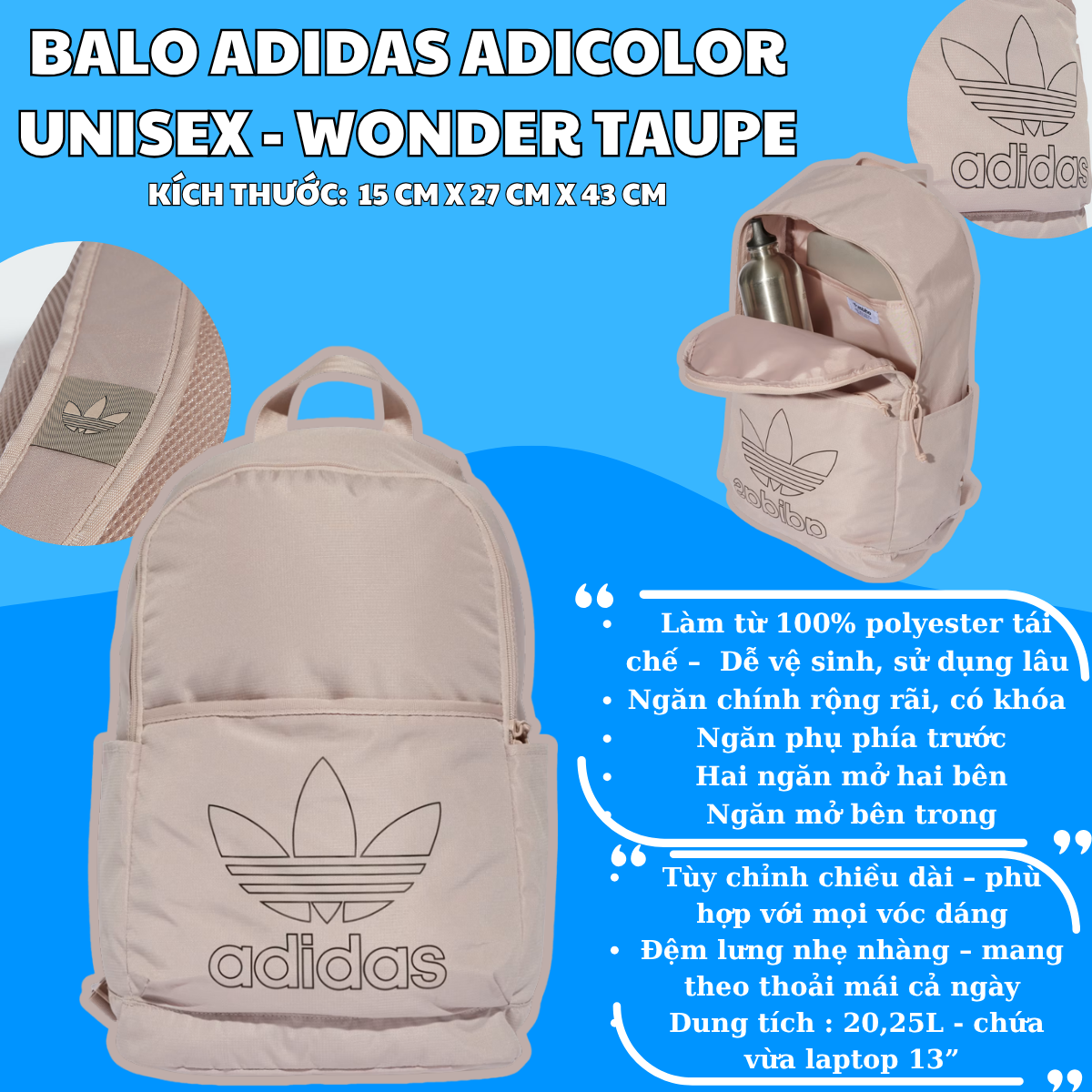 🎒 Balo Adidas Classic Sponsors – Sắc Màu Retro, Thiết Kế Gọn Nhẹ, Cực Nổi Bật
