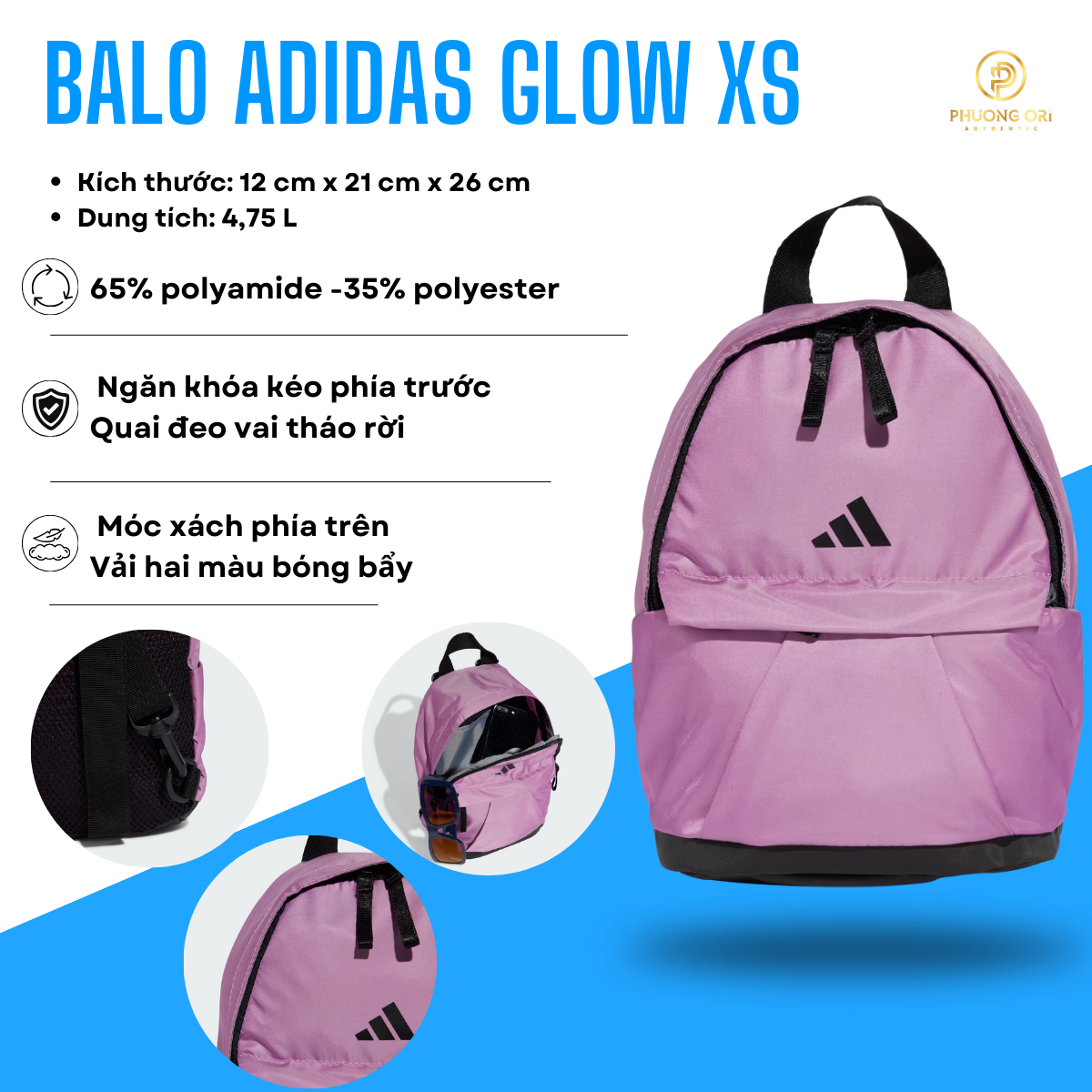 🎒 BALO ADIDAS GLOW XS – NHỎ GỌN, THỜI TRANG, SIÊU TIỆN LỢI