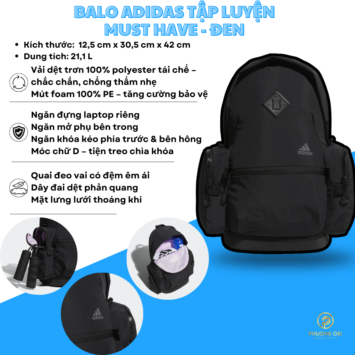 🎒 Balo Adidas Tập Luyện MUST HAVE – Màu Đen