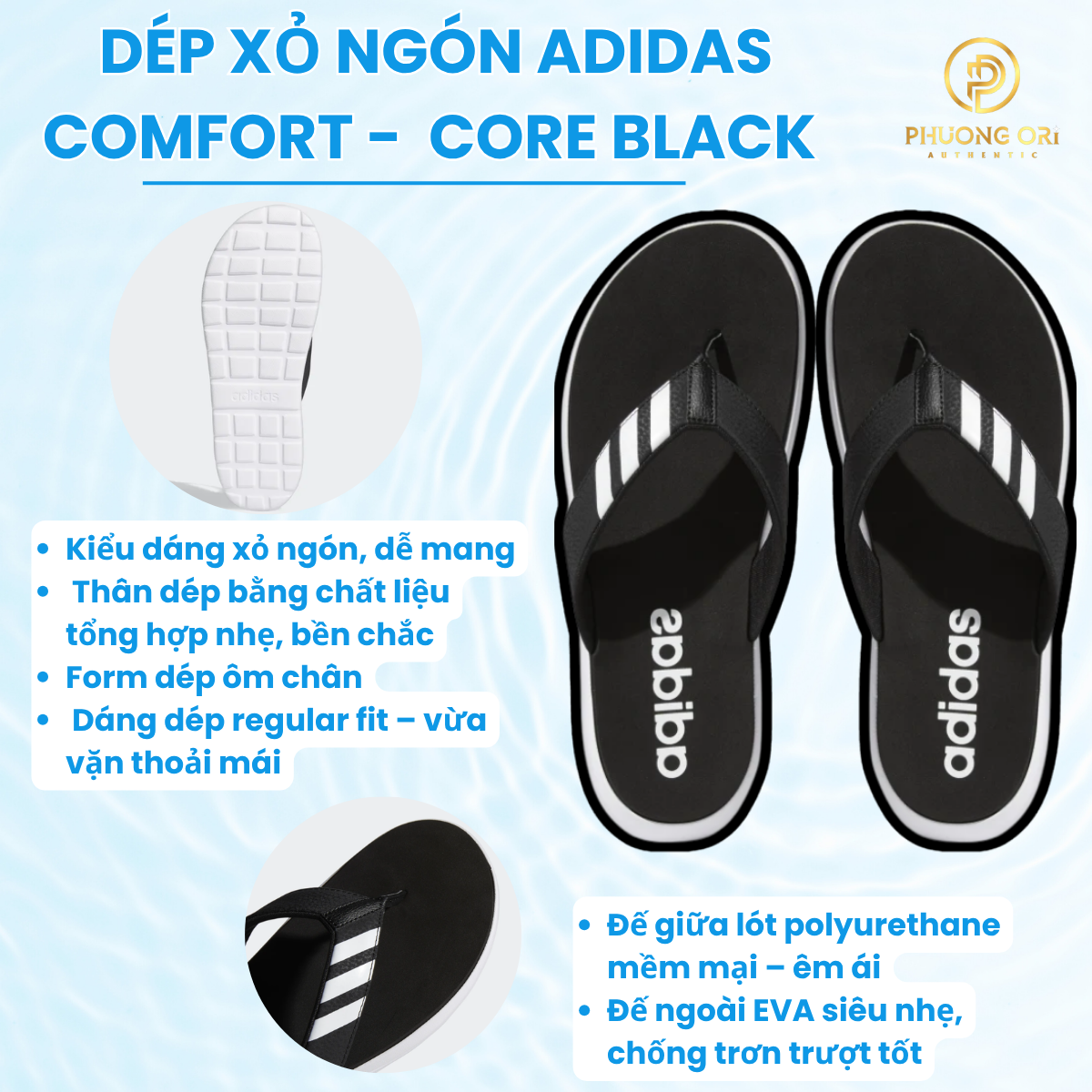 🩴 Dép Xỏ Ngón Adidas Comfort – Nhẹ Êm, Thoải Mái Cả Ngày