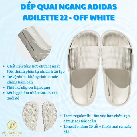 🌍 Dép Quai Ngang Adidas Adilette 22 – Off White