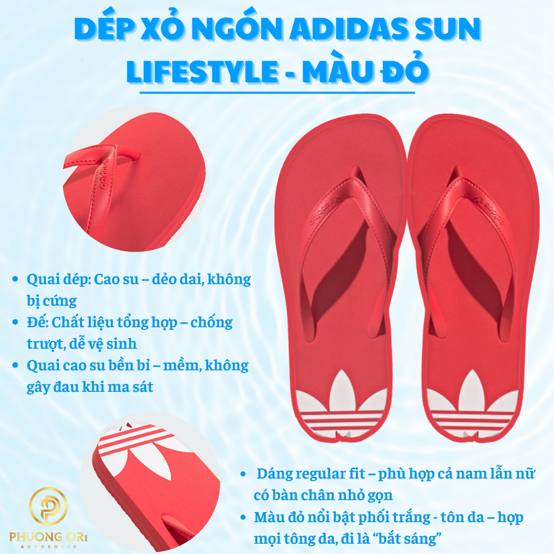 🔥 Dép Xỏ Ngón Adidas Sun Lifestyle – Red / White