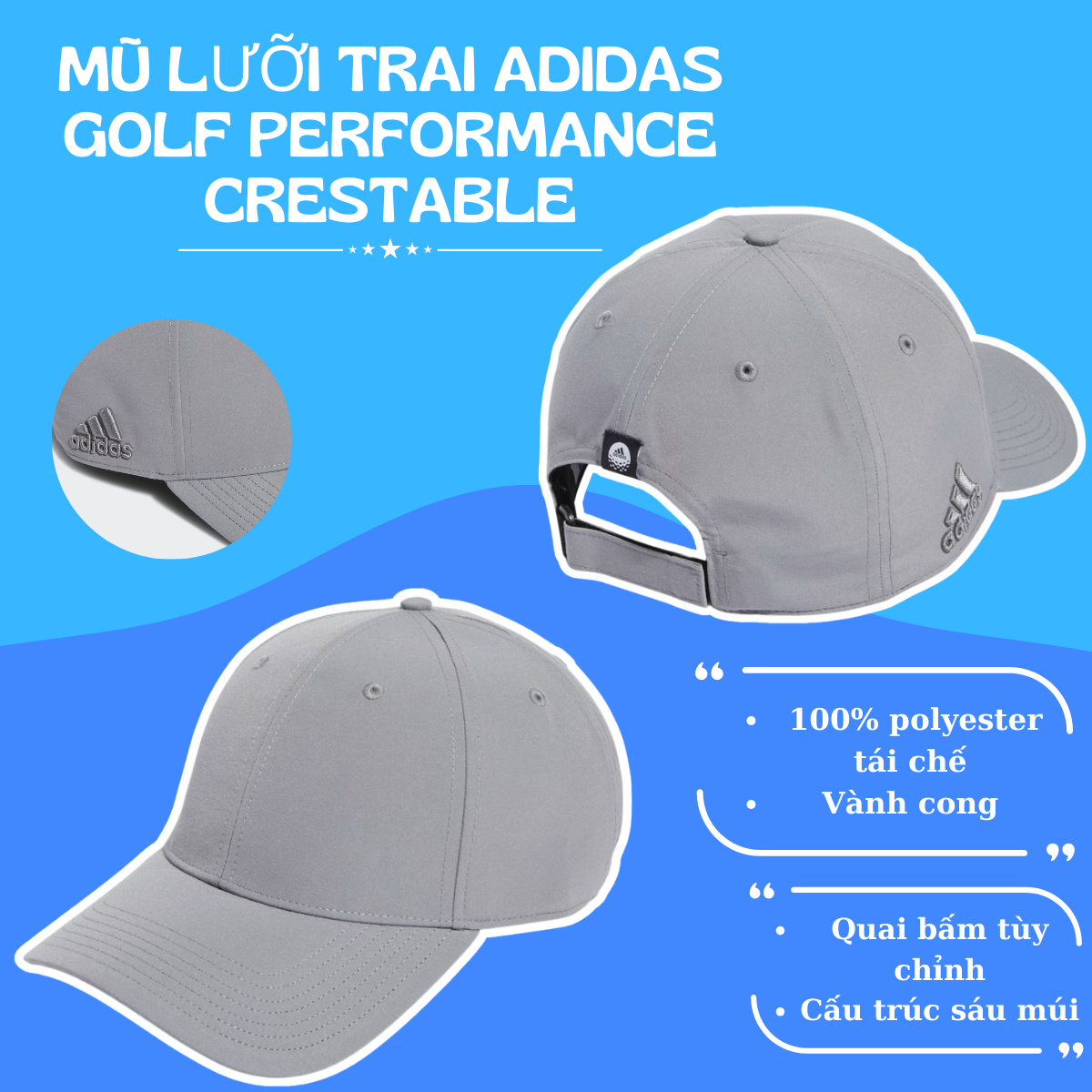Mũ Lưỡi Trai Adidas Golf Performance Crestable – Phong Cách Và Hiệu Suất Hoàn Hảo 🧢⛳