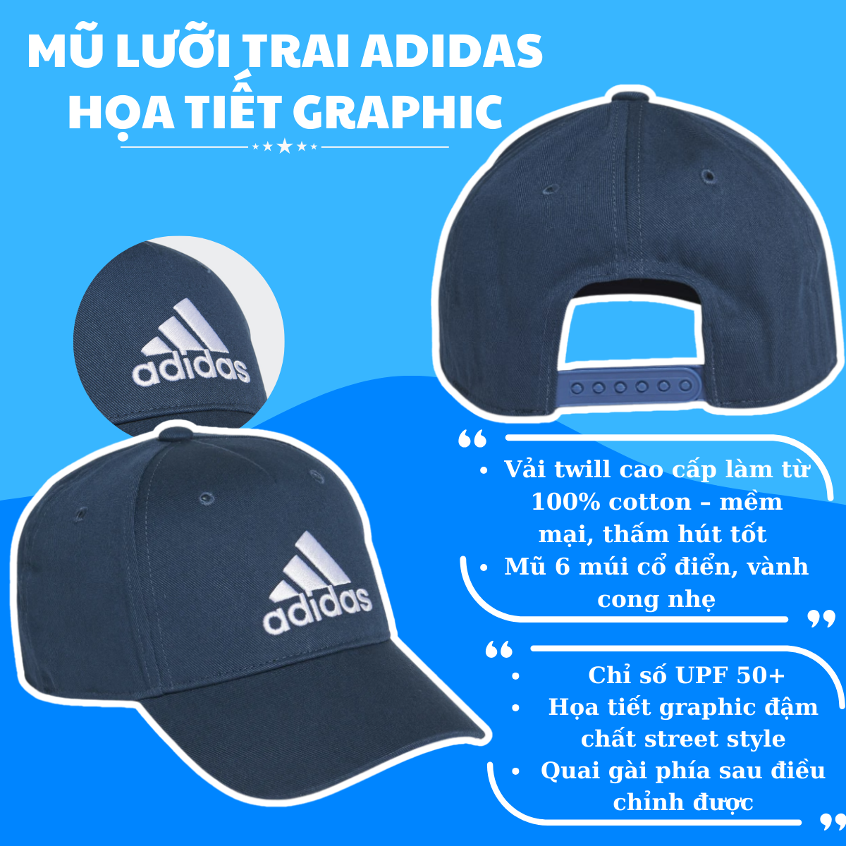 🧢 Mũ Lưỡi Trai Adidas Họa Tiết Graphic – Thời Trang, Chất Lượng, Chống Nắng Đỉnh Cao!