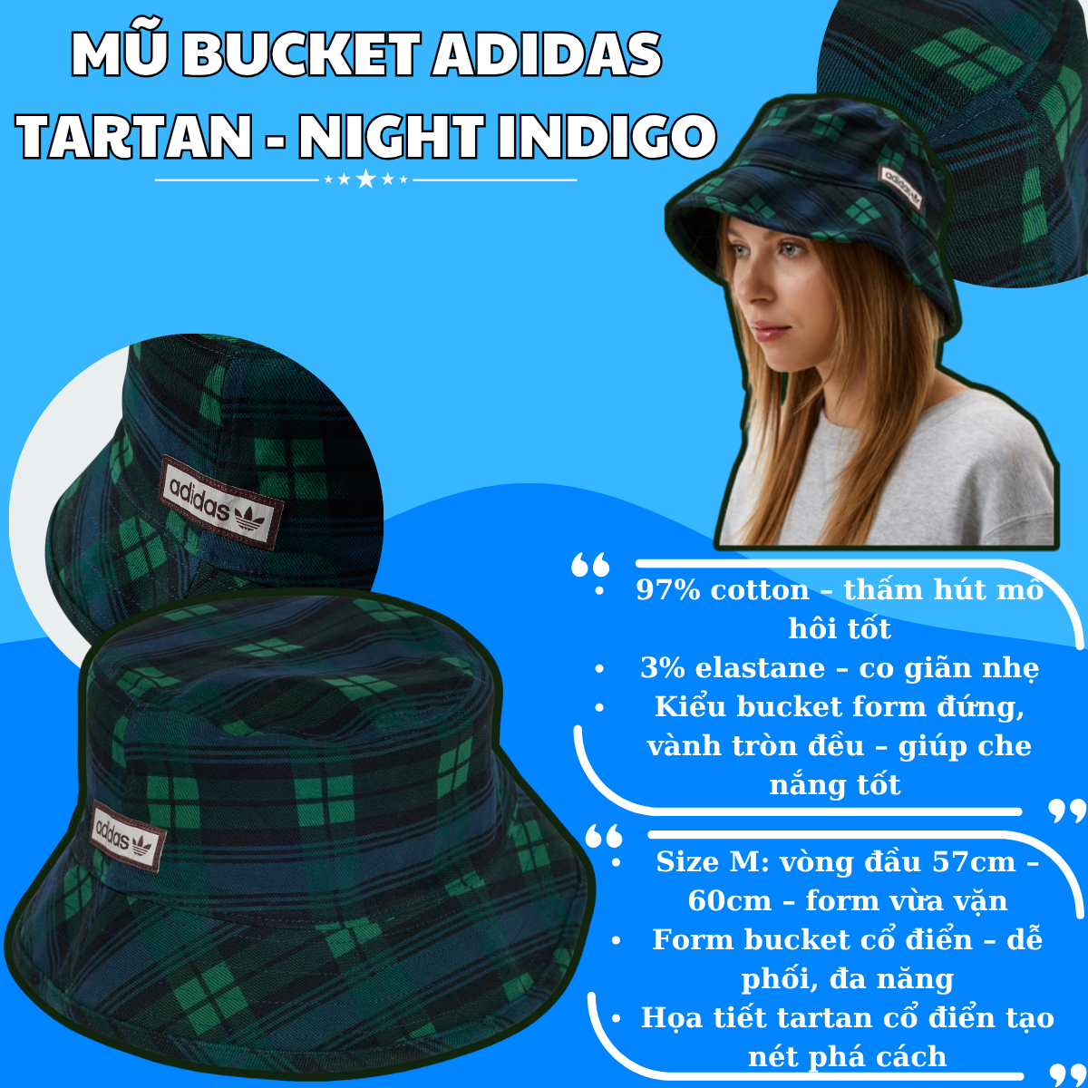 👒 Mũ Bucket Adidas Tartan – Màu Night Indigo