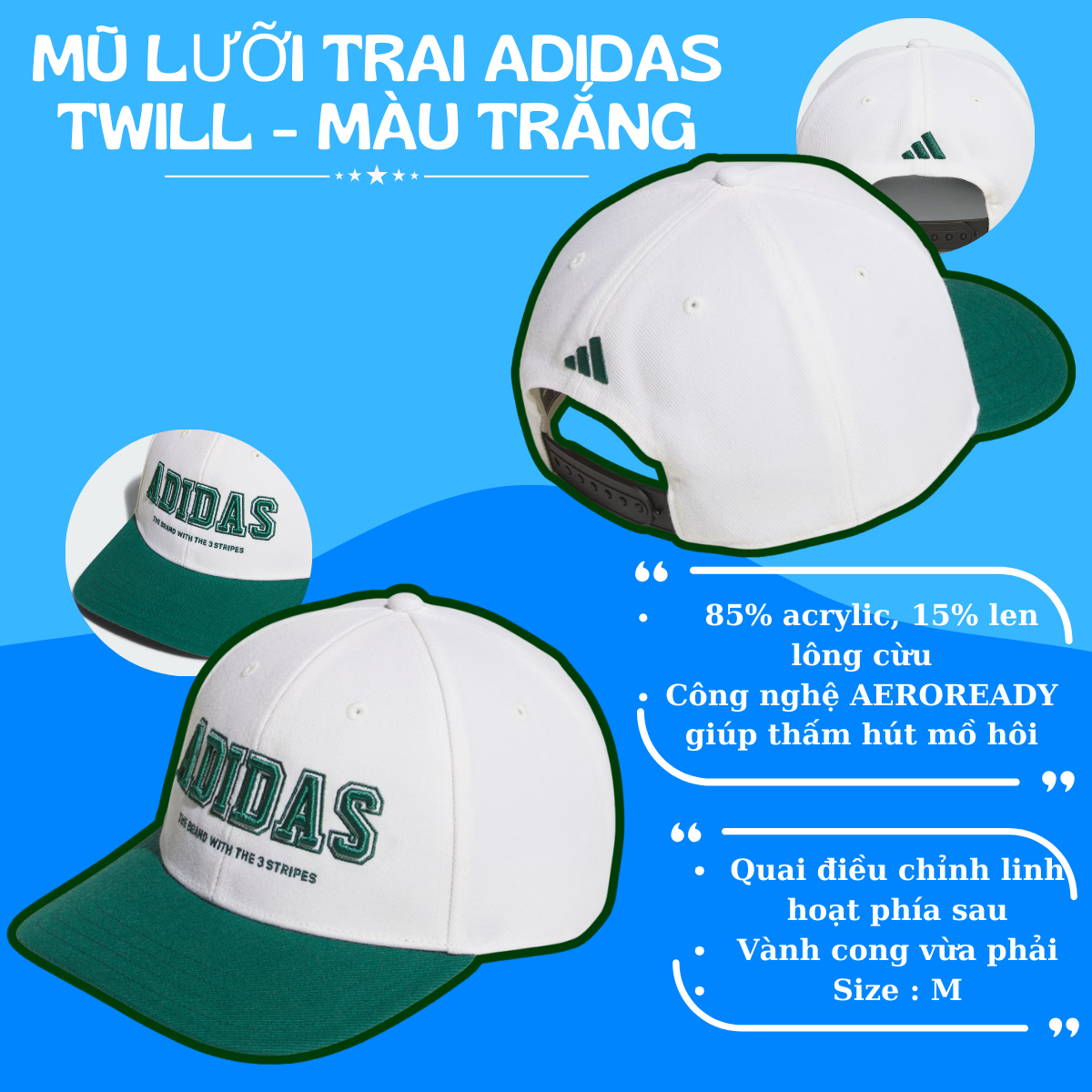 🧢 Mũ Lưỡi Trai Adidas Twill – Đơn Giản, Đa Năng Và Không Bao Giờ Lỗi Mốt