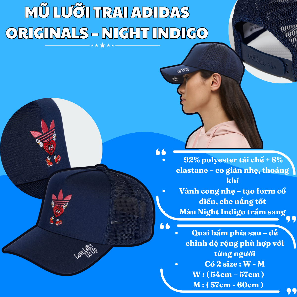 🧢 Mũ Lưỡi Trai Adidas Originals – Night Indigo | Nét Chất Cổ Điển, Phong Cách Hè Năng Động