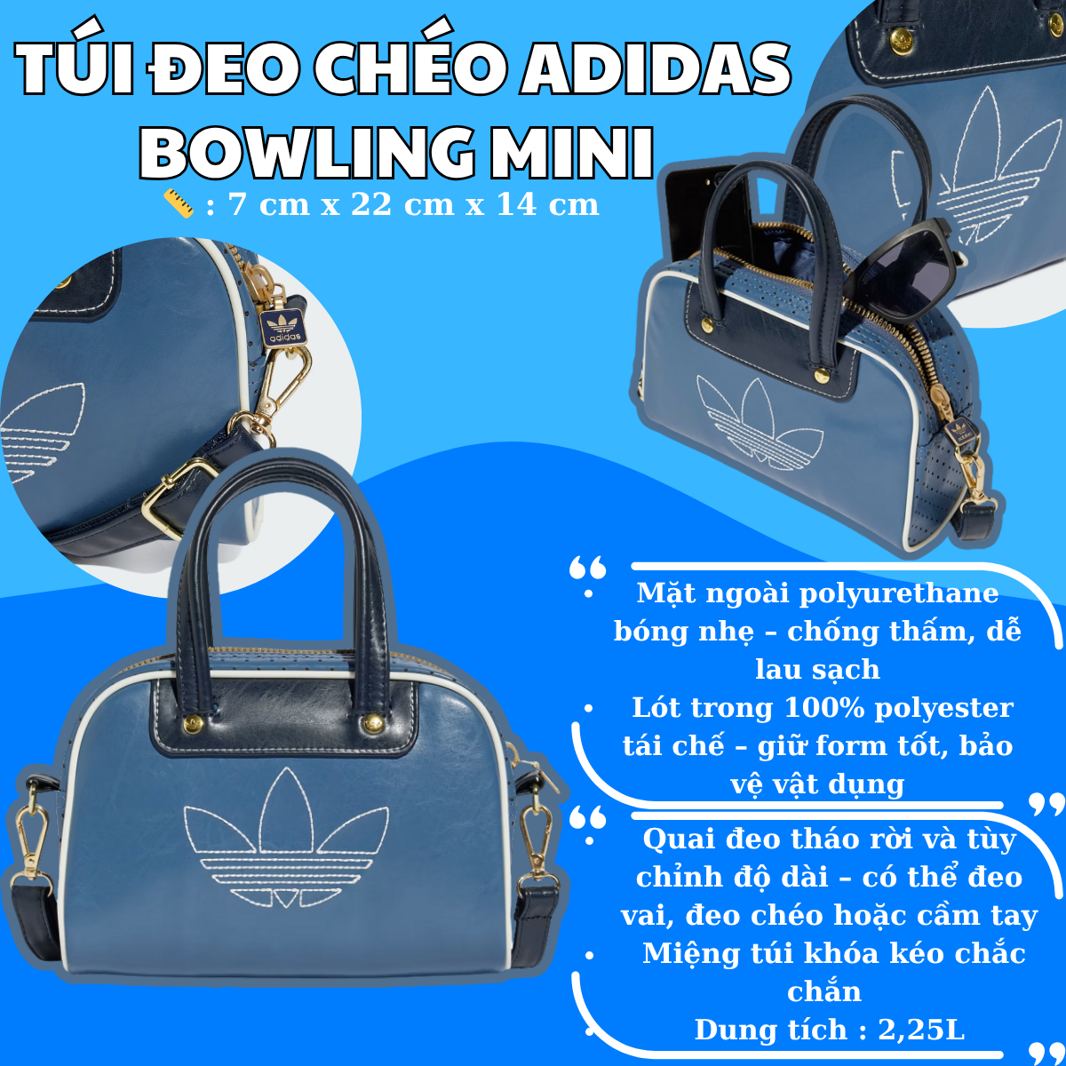 🎀 Túi Đeo Chéo Adidas Bowling Mini – Nhỏ Gọn, Cá Tính, Đậm Chất Retro