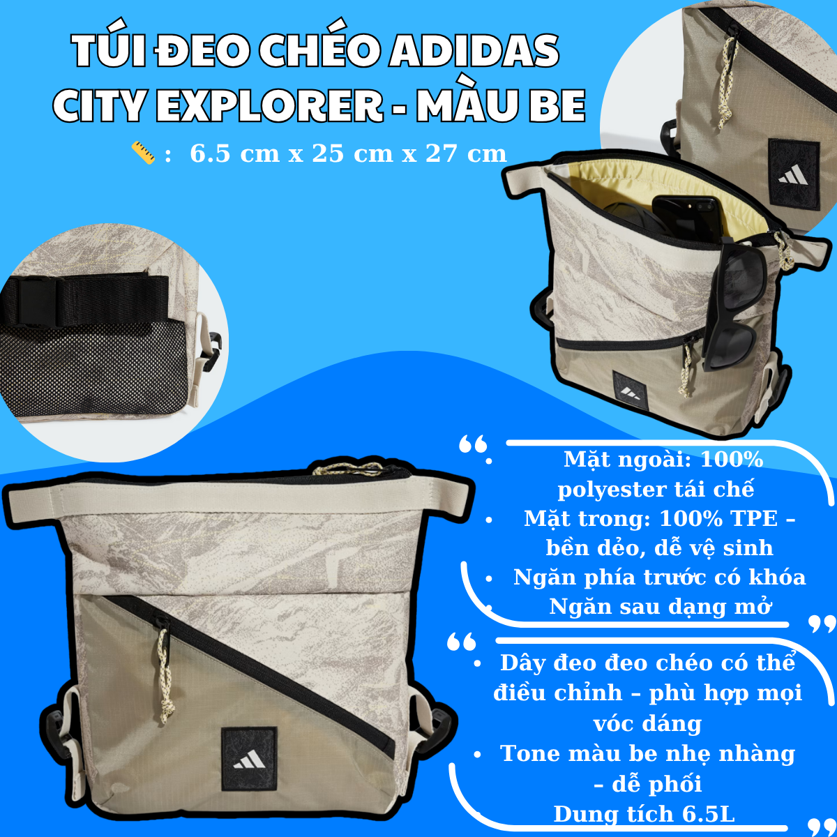 👜 Túi Đeo Chéo Adidas City Explorer – Nhẹ Nhàng, Thanh Lịch & Tiện Dụng