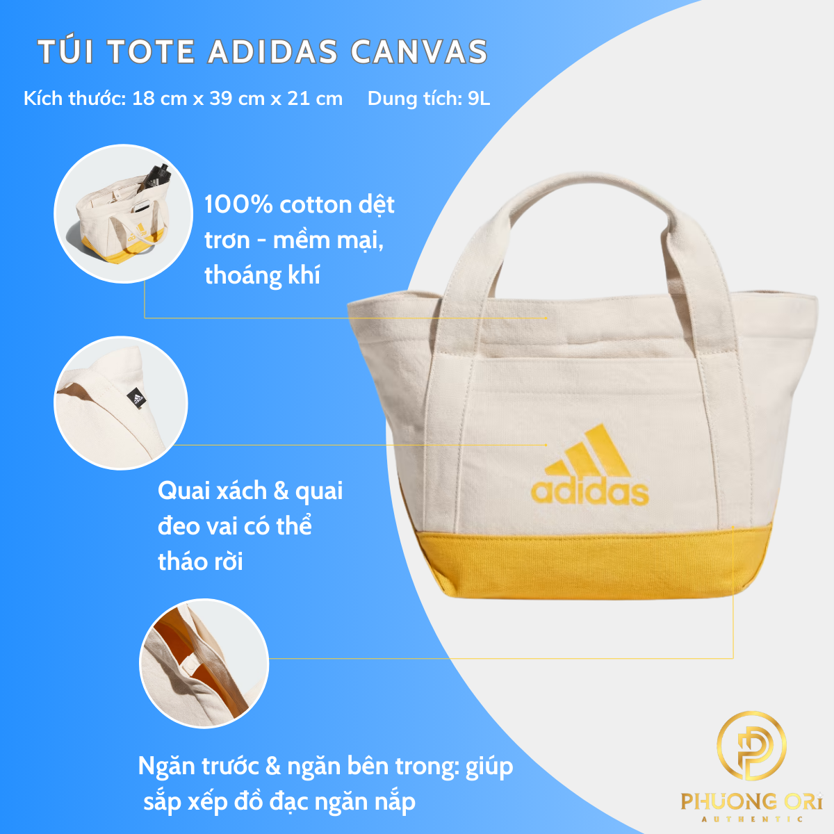 👜 Túi Tote Adidas CANVAS - Non Dyed / Preloved Yellow: Sự Kết Hợp Giữa Tinh Tế Và Bền Vững