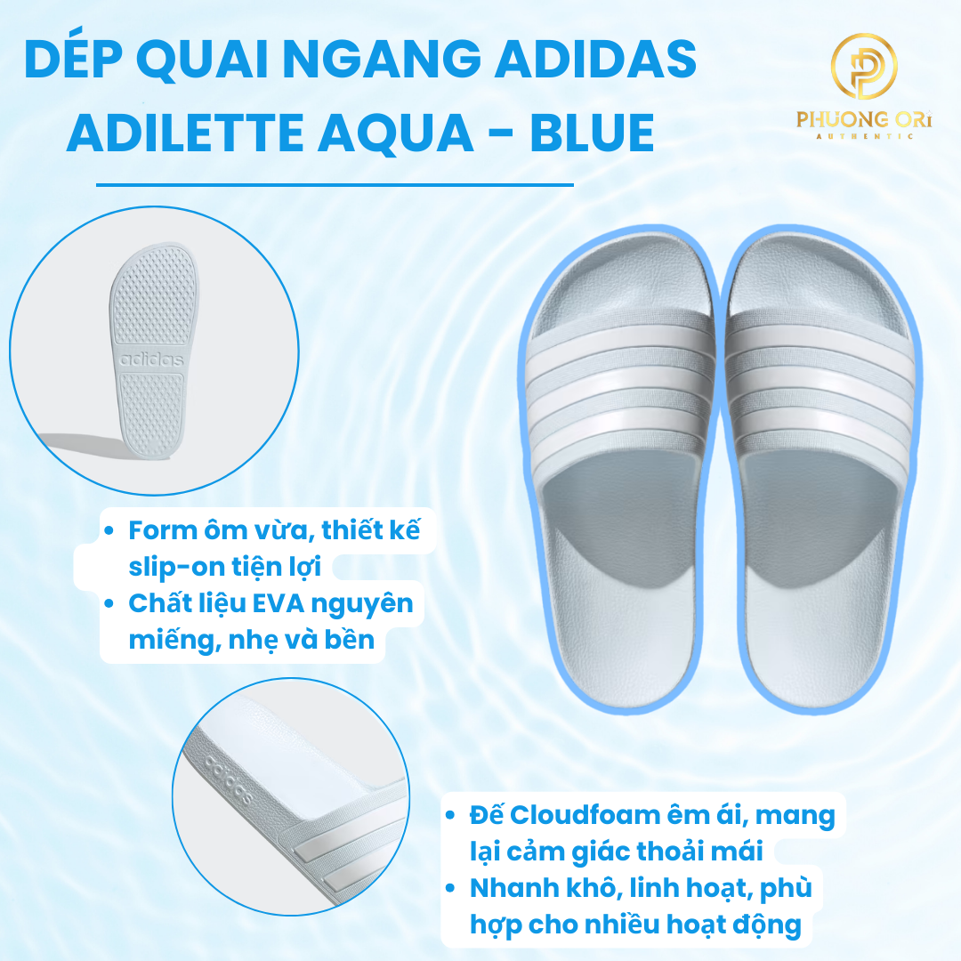 👣 Dép Quai Ngang Adidas Adilette Aqua - Blue : Thoải Mái & Phong Cách 👣