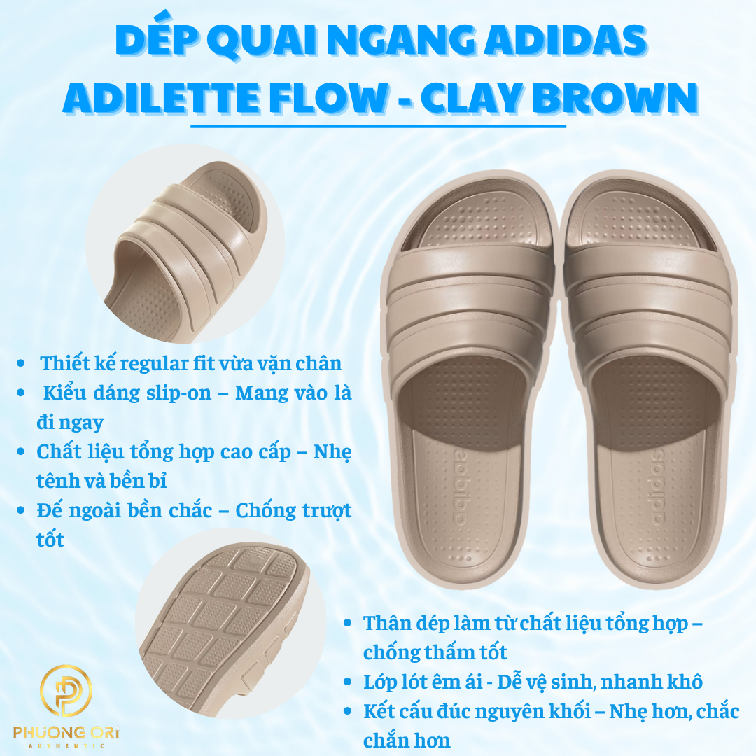 🤎 Dép Quai Ngang Adidas Adilette Flow – Màu Clay Brown