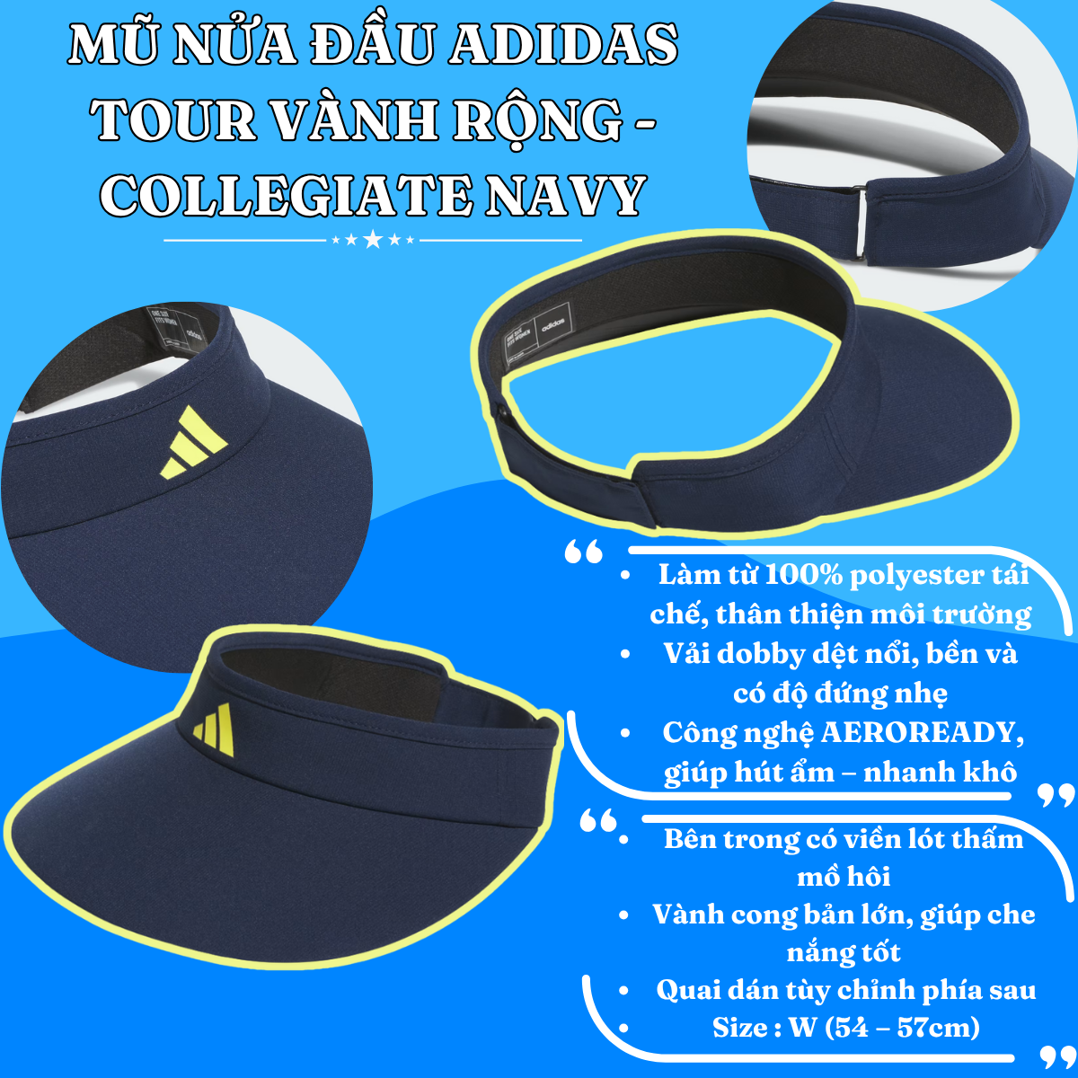 💙 Mũ Nửa Đầu Adidas Tour Vành Rộng – Che nắng siêu đỉnh, mặc gì cũng hợp