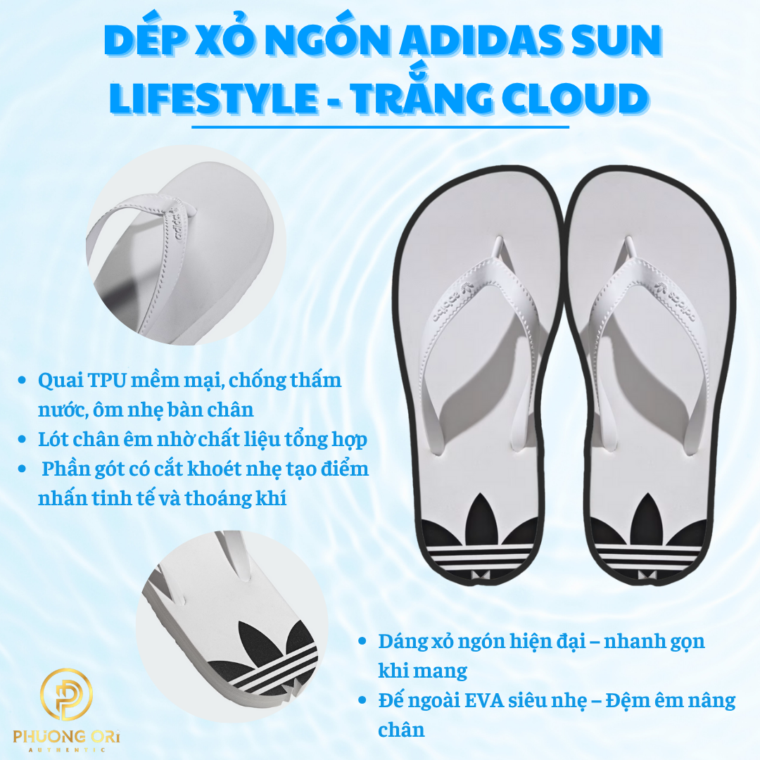 ⚪ Dép Xỏ Ngón Adidas Sun Lifestyle – Cloud White / Core Black