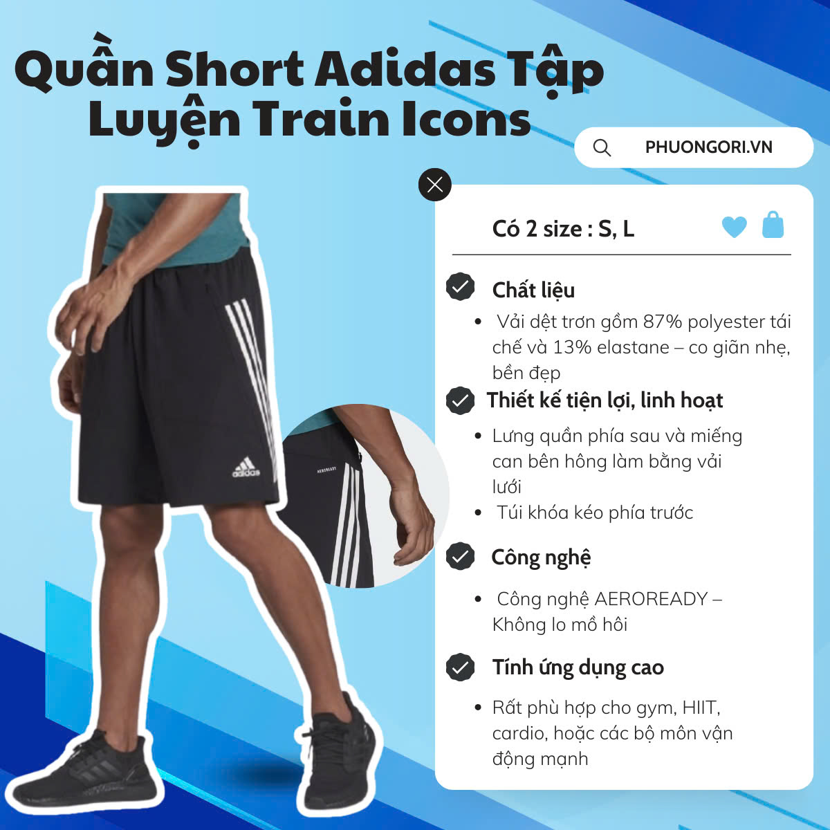 🖤 Quần Short Adidas Train Icons – Màu Black/White: Linh hoạt, thể thao, chuẩn gu hiện đại!