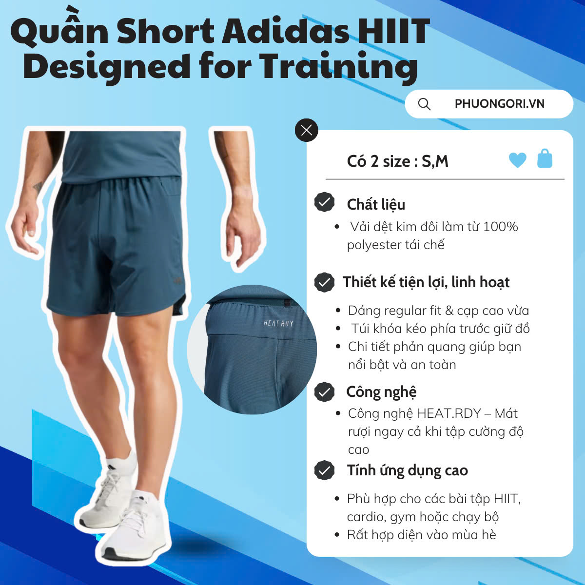 ❄️ Quần Short Adidas HIIT Designed for Training – Màu Arctic Night