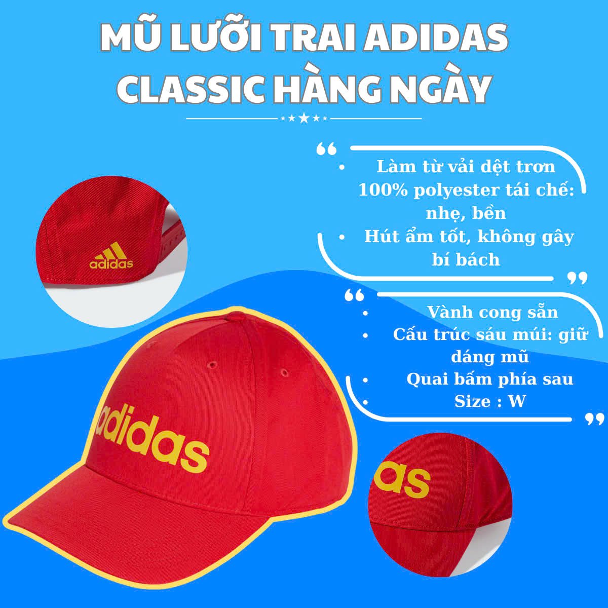 🧢 MŨ LƯỠI TRAI ADIDAS CLASSIC – ĐẸP MỖI NGÀY, CHẤT TỪNG GIÂY 🔴✨
