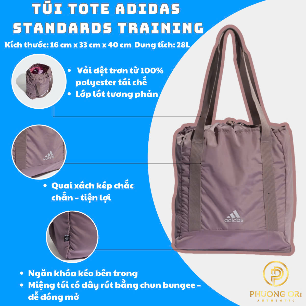 🟣 TÚI TOTE ADIDAS STANDARDS TRAINING – RỘNG RÃI, NĂNG ĐỘNG, CHUẨN PHONG CÁCH THỂ THAO