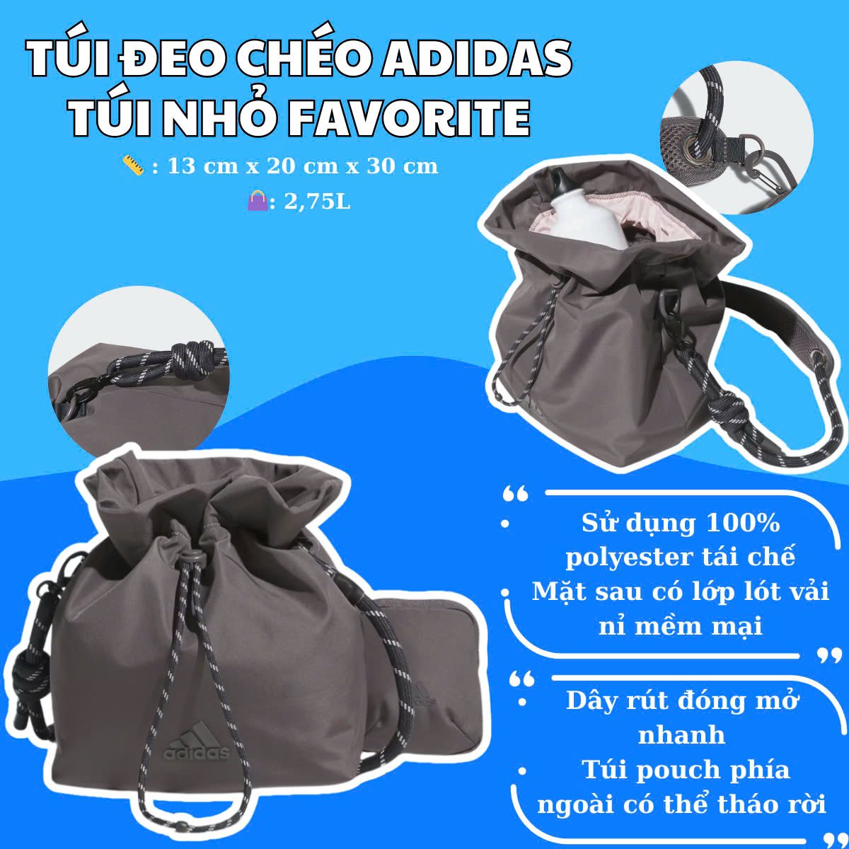 🎒 Túi Đeo Chéo Adidas Túi Nhỏ Favorite – Nhỏ gọn, thời trang và tiện dụng