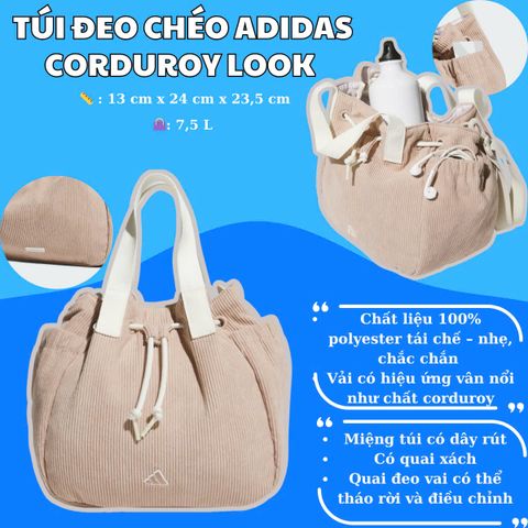 🎒 Túi Đeo Chéo Adidas Corduroy Look – Thoải mái mang theo, phong cách riêng biệt