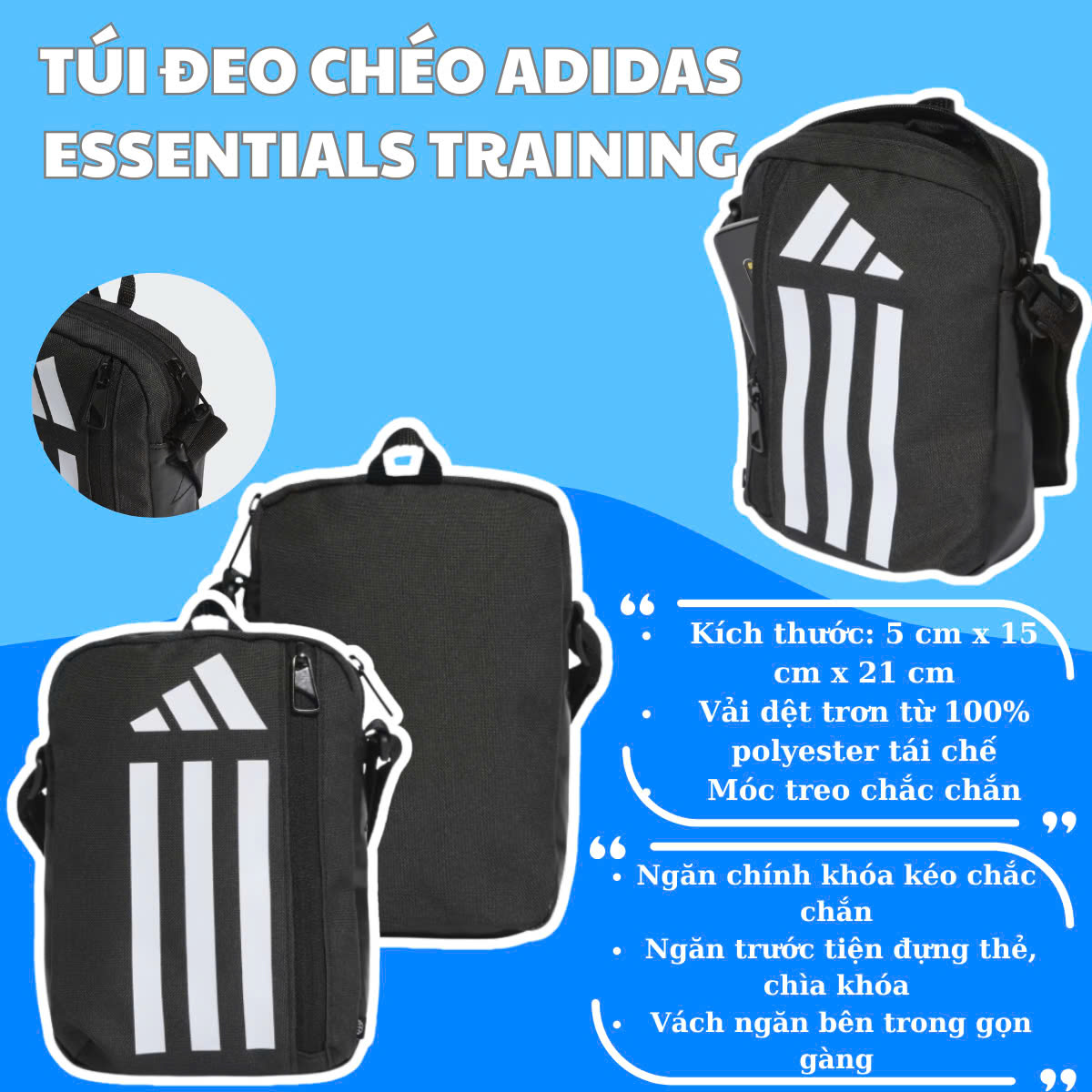 🎒 Túi Đeo Chéo Adidas Essentials Training: Siêu Tiện Lợi, Chuẩn Chu Style Thể Thao!
