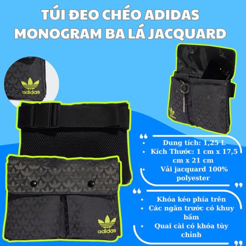 🎒 Túi Đeo Chéo Adidas Monogram Ba Lá Jacquard: Nhỏ Gọn, Chất Ngất!