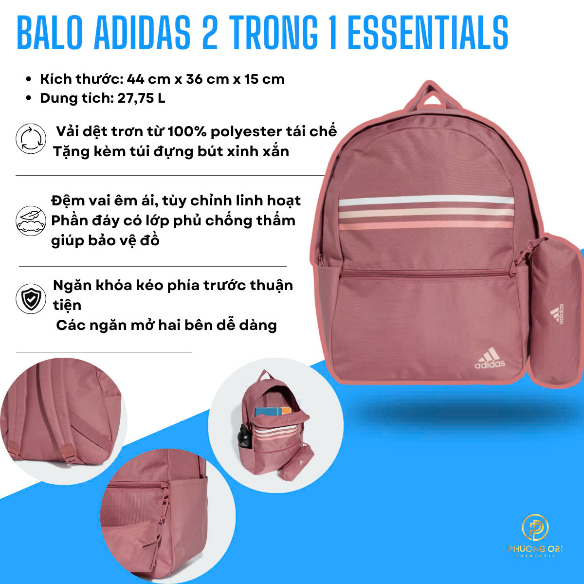 🎒 Balo Adidas 3 Sọc Ngang Classic - Đơn giản, năng động và cực kỳ tiện dụng