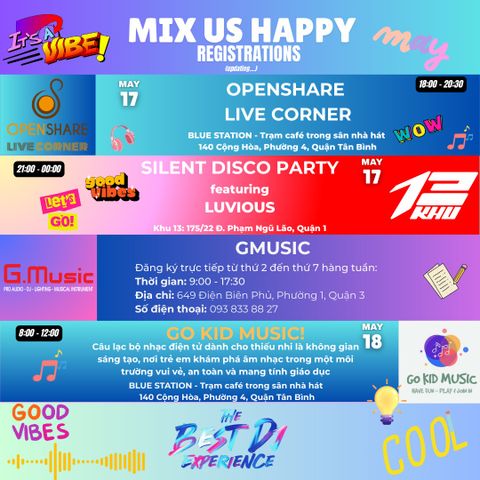 LỊCH TRÌNH HOẠT ĐỘNG CỦA MIX US HAPPY VIETNAM 2025 TỪ NGÀY 12/05/2025 - 18/05/2025