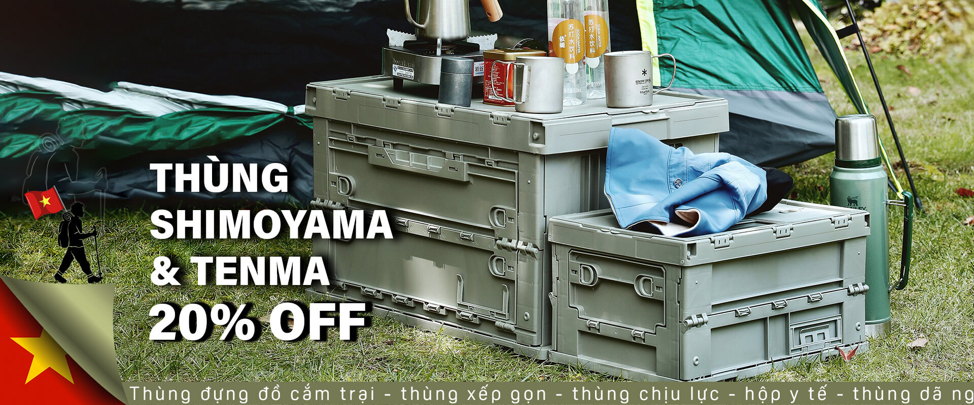 KHUYẾN MÃI THÙNG ĐỰNG ĐỒ CẮM TRẠI SHIMOYAMA & TENMA GIẢM 20%