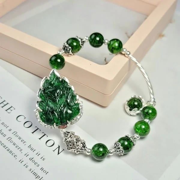 Vòng tay hồ ly chúa cẩm thạch mix Diopside