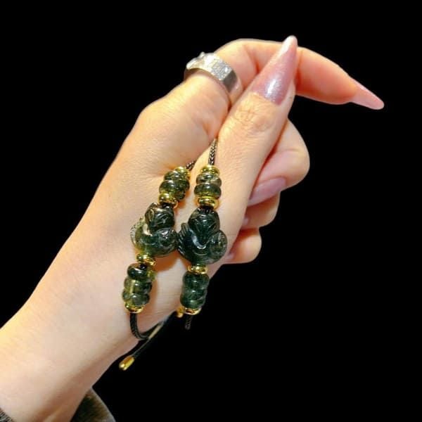 Vòng Tay Hồ Ly Mix Ngũ Điếu Thạch Anh Tóc Xanh