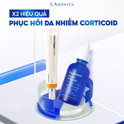 Bí quyết phục hồi da nhiễm Corticoid hiệu quả với Bộ đôi La Bonita Panthenol Repair Ampoule & Vitamin K Cream