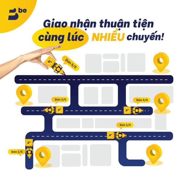 Dịch vụ nổi trội của BeDelivery là giao gộp đơn hàng cùng lúc, giúp người bán tối ưu chi phí.