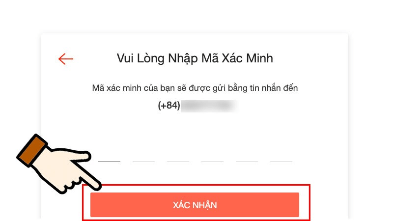 Nhập mã OTP để xác minh tài khoản.