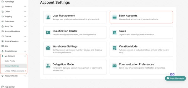 Cách liên kết tài khoản ngân hàng với TikTok Shop nhanh gọn